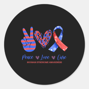 Peace Love Cure Noonan Syndrome Awareness Classic Round Sticker