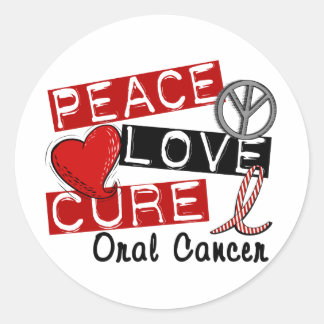 Peace Love Cure Oral Cancer Classic Round Sticker