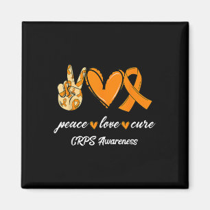Peace Love Cure Orange Ribbon Crps Awareness Gift Magnet