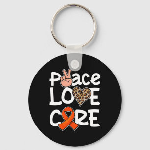 Peace Love Cure Orange Ribbon Leukaemia Awareness Key Ring