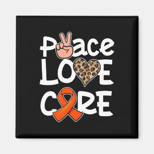 Peace Love Cure Orange Ribbon Leukaemia Awareness Magnet
