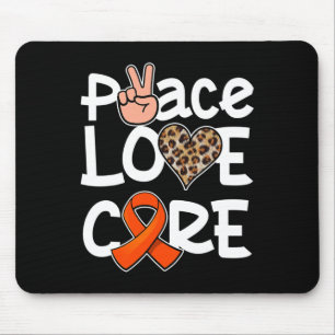 Peace Love Cure Orange Ribbon Leukaemia Awareness Mouse Pad