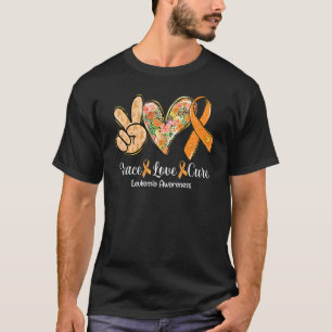 Peace Love Cure Orange Ribbon Leukemia Awareness T-Shirt