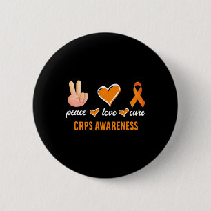 Peace Love Cure Orange Ribbon Rsd Crps Awareness 6 Cm Round Badge
