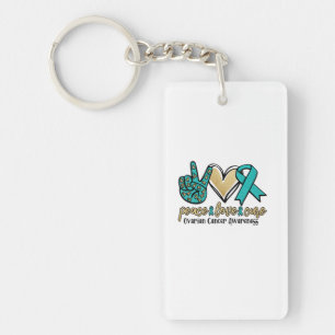 Peace Love Cure Ovarian Cancer Awareness Key Ring