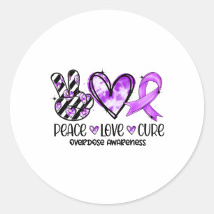 Peace Love Cure Overdose Awareness Classic Round Sticker