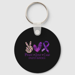 Peace love Cure Overdose Awareness Ribbon Key Ring