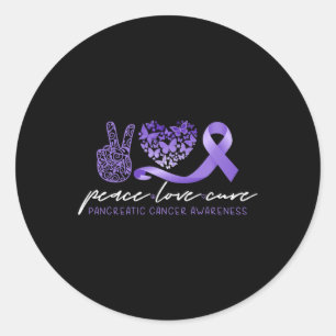 Peace Love Cure Pancreatic Cancer Awareness 1 Classic Round Sticker