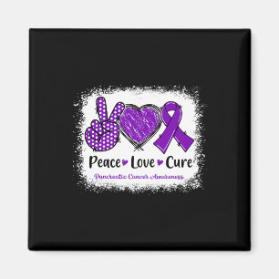 Peace Love Cure Pancreatic Cancer Awareness Purple Magnet