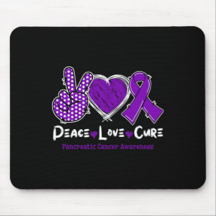 Peace Love Cure Pancreatic Cancer Awareness Purple Mouse Pad