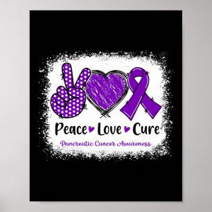 Peace Love Cure Pancreatic Cancer Awareness Purple Poster