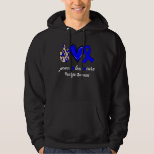Peace Love Cure Paralysis Blue Ribbon Awareness Hoodie