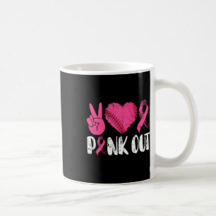Peace Love Cure Pink Out Breast Cancer Bysebyll By Coffee Mug