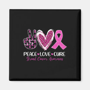 Peace Love Cure Pink Ribbon Breast Cancer Awarenes Magnet