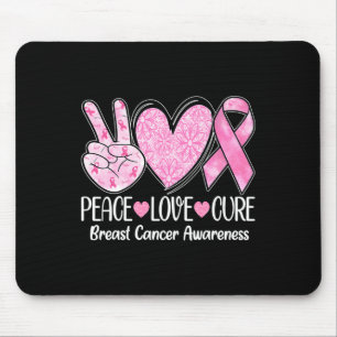 Peace Love Cure Pink Ribbon Breast Cancer Awarenes Mouse Pad