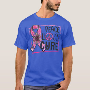Peace Love Cure Pink Ribbon Breast Cancer Awarenes T-Shirt