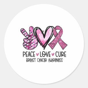 Peace Love Cure Pink Ribbon Cancer Breast Awarenes Classic Round Sticker