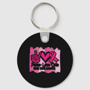 Peace Love Cure Pink Ribbon Cancer Breast Awarenes Key Ring