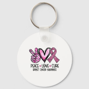 Peace Love Cure Pink Ribbon Cancer Breast Awarenes Key Ring