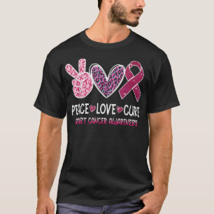 Peace Love Cure Pink Ribbon Cancer Breast Awarenes T-Shirt