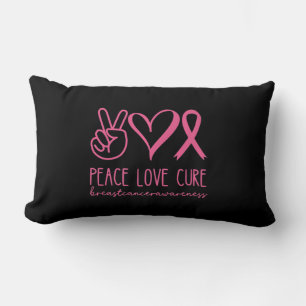 Peace Love Cure Pink Ribbon Warrior Breast Cancer Lumbar Cushion