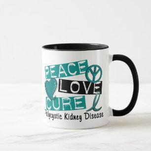 Peace Love Cure PKD Polycystic Kidney Disease Mug