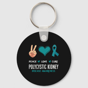 Peace Love Cure Polycystic Kidney Disease Awarenes Key Ring