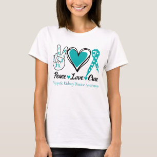 Peace Love Cure Polycystic Kidney Disease Awarenes T-Shirt