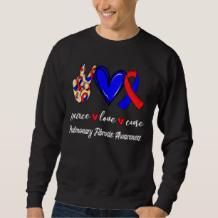Peace Love Cure Pulmonary Fibrosis Red Blue Ribbon Sweatshirt