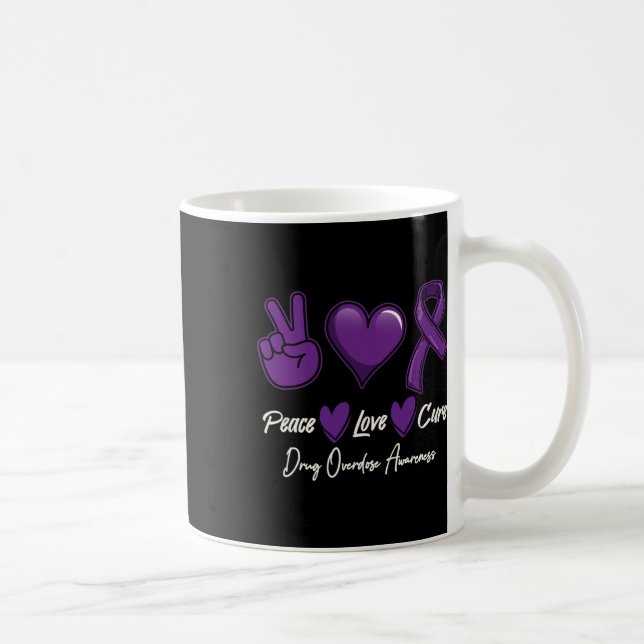 Peace Love Cure Purple Drug Overdose Awareness  Coffee Mug (Right)