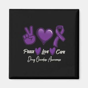 Peace Love Cure Purple Drug Overdose Awareness Magnet