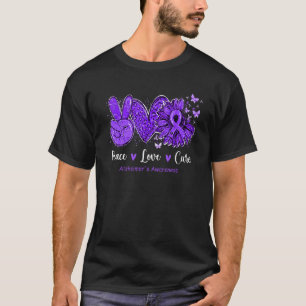 Peace Love Cure Purple Ribbon Alzheimer's Awarenes T-Shirt
