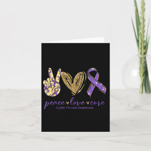 Peace Love Cure Purple Ribbon Cystic Fibrosis Card