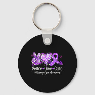 Peace Love Cure Purple Ribbon Fibromyalgia Awarene Key Ring
