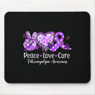 Peace Love Cure Purple Ribbon Fibromyalgia Awarene Mouse Pad