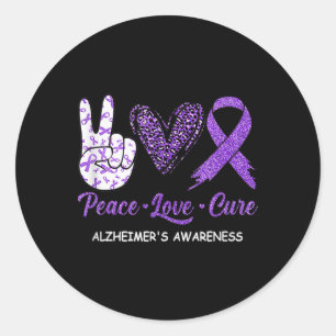 Peace Love Cure Purple Ribbon Heimerheimer Disease Classic Round Sticker