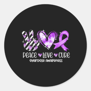 Peace Love Cure Purple Ribbon Overdose Awareness Classic Round Sticker
