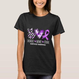 Peace Love Cure Purple Ribbon Overdose Awareness  T-Shirt