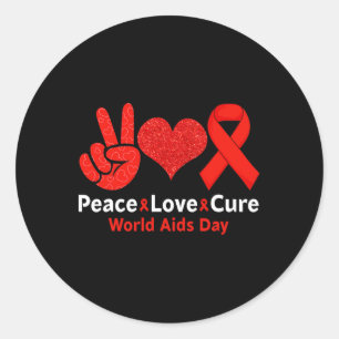 Peace Love Cure Red Ribbon Week Fun Awareness Cost Classic Round Sticker