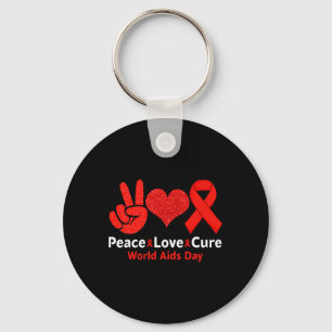 Peace Love Cure Red Ribbon Week Fun Awareness Cost Key Ring