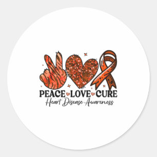 Peace Love Cure Red Ribbons Support Heart Disease  Classic Round Sticker