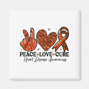 Peace Love Cure Red Ribbons Support Heart Disease Magnet