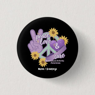 Peace Love Cure Rheumatoid Arthritis Awareness 3 Cm Round Badge