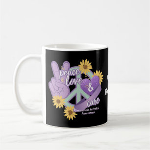 Peace Love Cure Rheumatoid Arthritis Awareness Coffee Mug