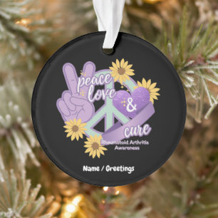 Peace Love Cure Rheumatoid Arthritis Awareness Ornament