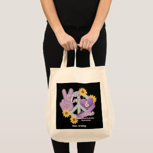 Peace Love Cure Rheumatoid Arthritis Awareness Tote Bag