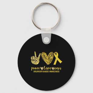 Peace Love Cure Ribbon Childhood Cancer Awareness Key Ring