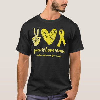 Peace Love Cure Ribbon Childhood Cancer Awareness  T-Shirt