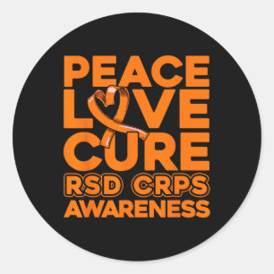 Peace Love Cure Rsd Crps Awareness 1  Classic Round Sticker