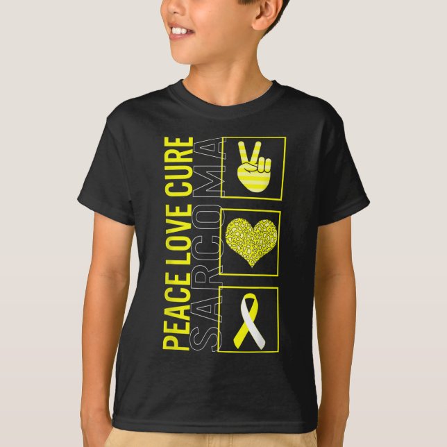 Peace Love Cure Sarcoma Bone Cancer Awareness Just T-Shirt (Front)